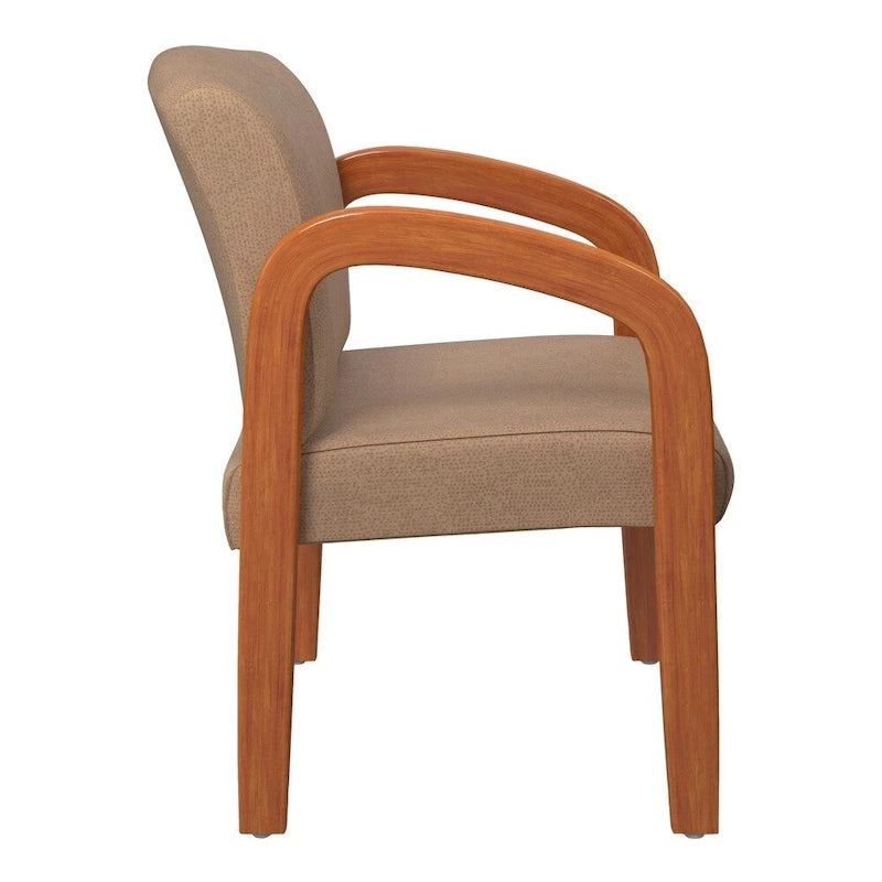 Sedia visitatore imbottita con finitura rovere medio