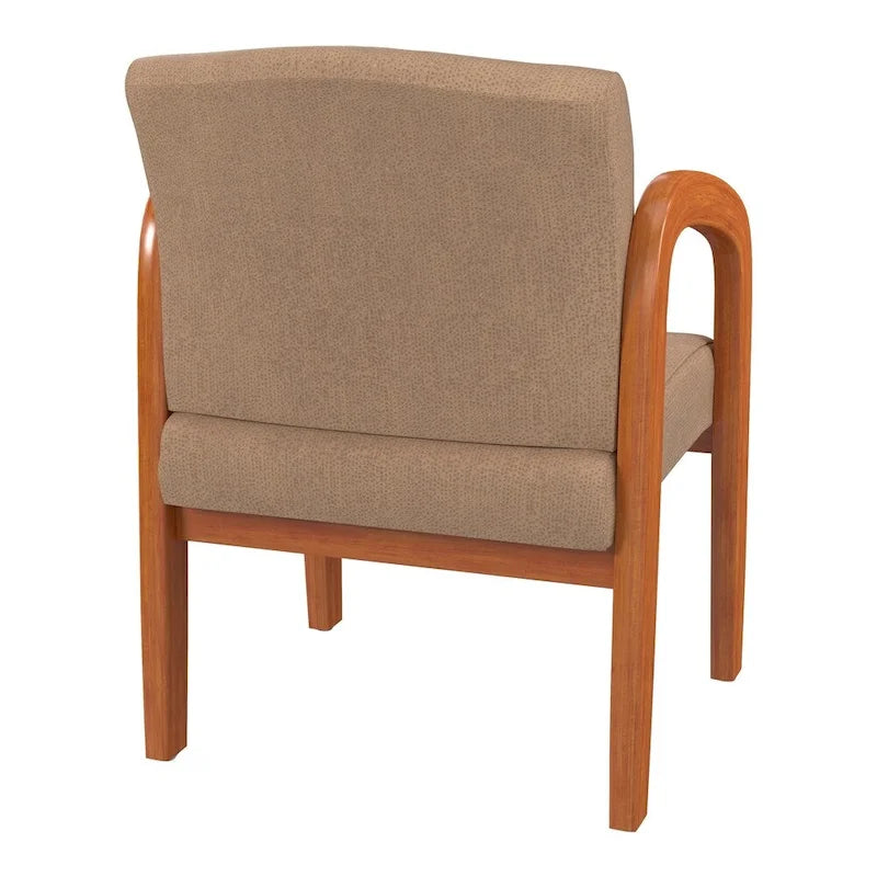 Sedia visitatore imbottita con finitura rovere medio