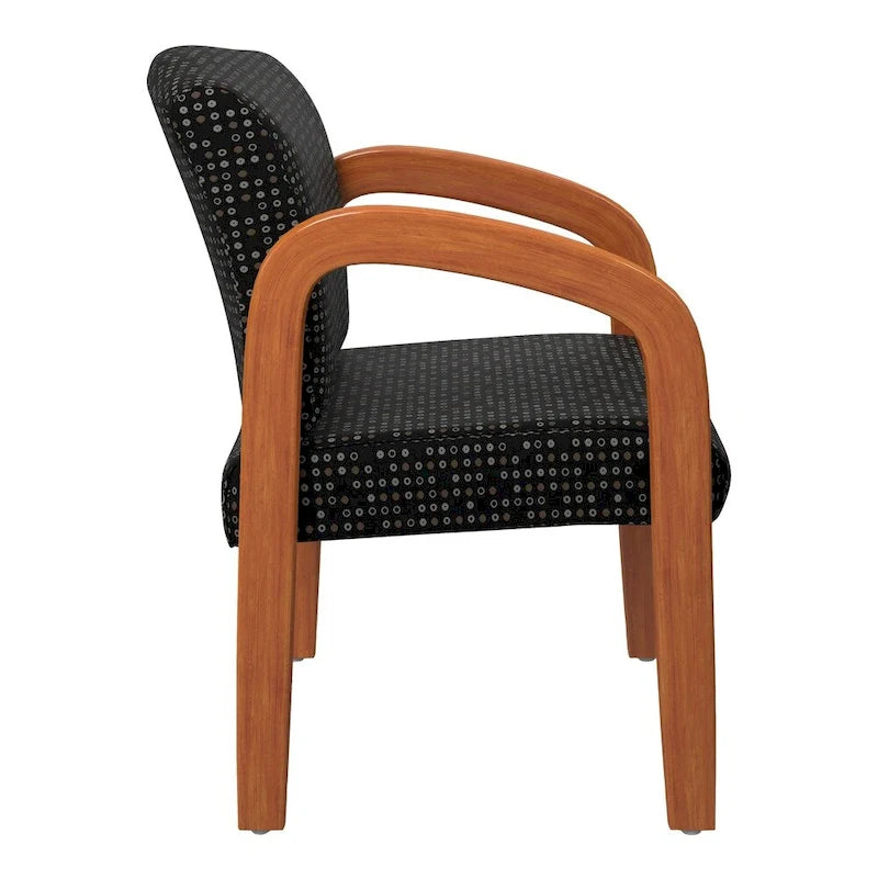 Sedia visitatore imbottita con finitura rovere medio