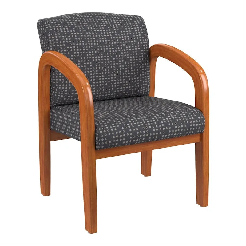 Sedia visitatore imbottita con finitura rovere medio