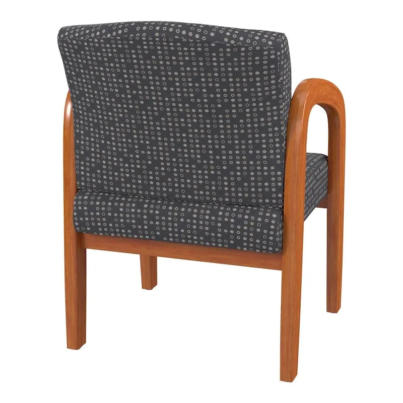 Sedia visitatore imbottita con finitura rovere medio
