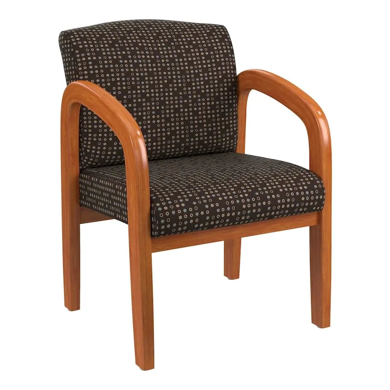 Sedia visitatore imbottita con finitura rovere medio