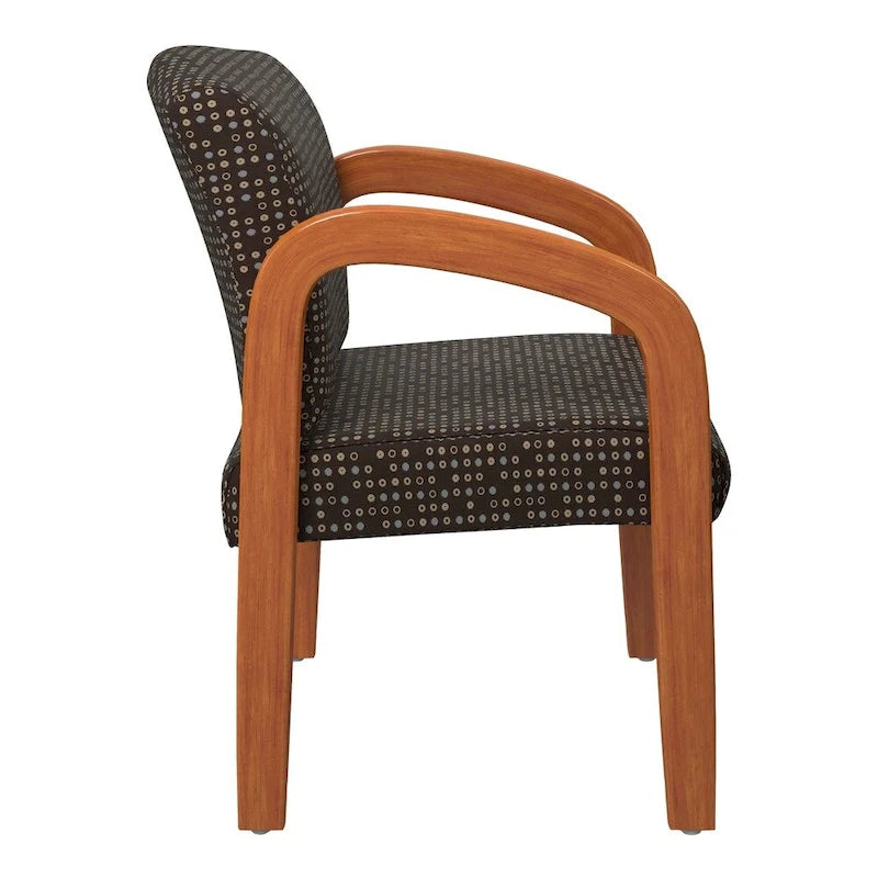 Sedia visitatore imbottita con finitura rovere medio