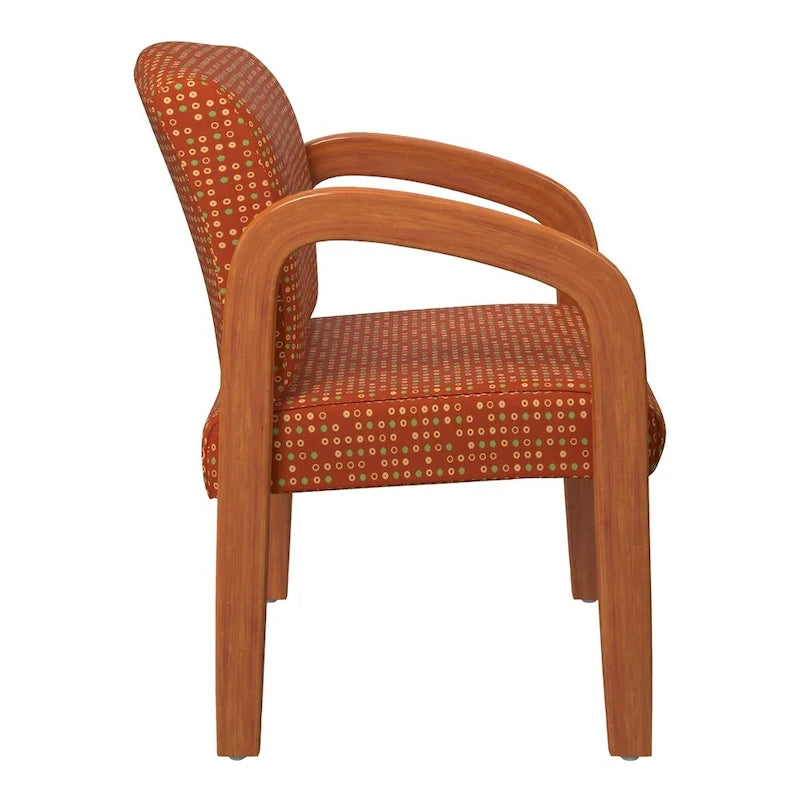 Sedia visitatore imbottita con finitura rovere medio