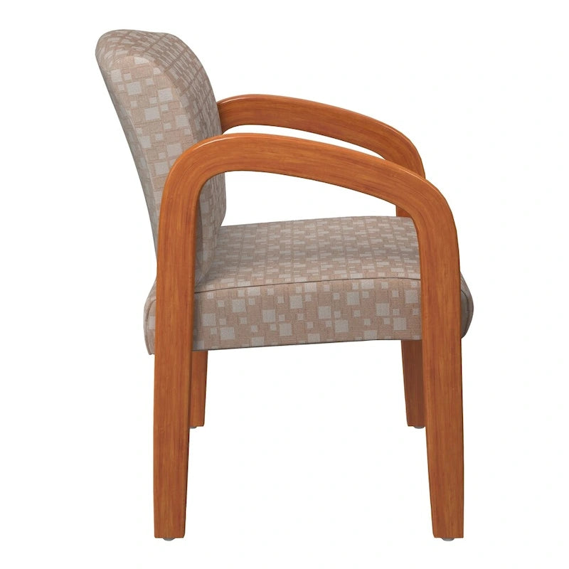 Sedia visitatore imbottita con finitura rovere medio