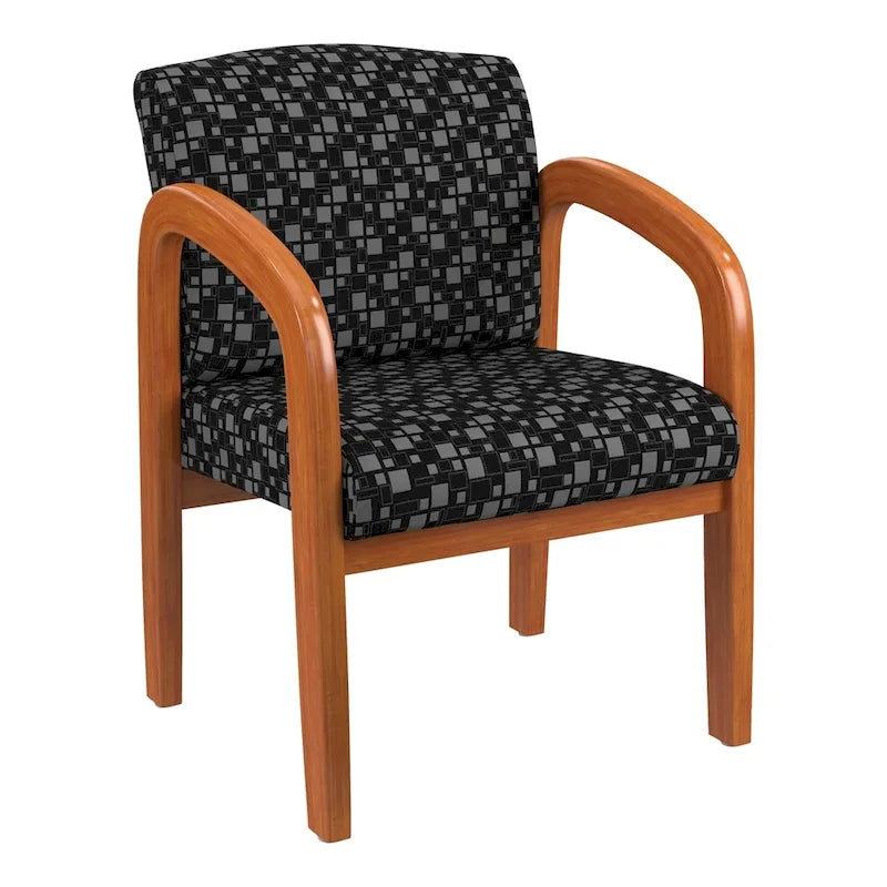 Sedia visitatore imbottita con finitura rovere medio