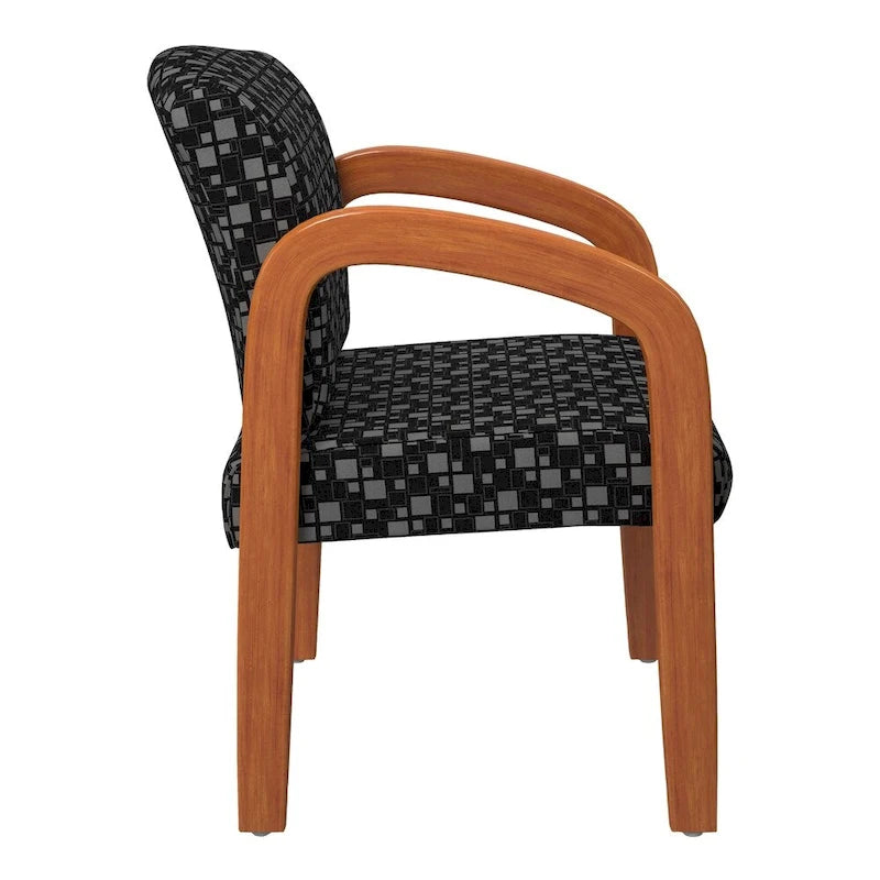 Sedia visitatore imbottita con finitura rovere medio