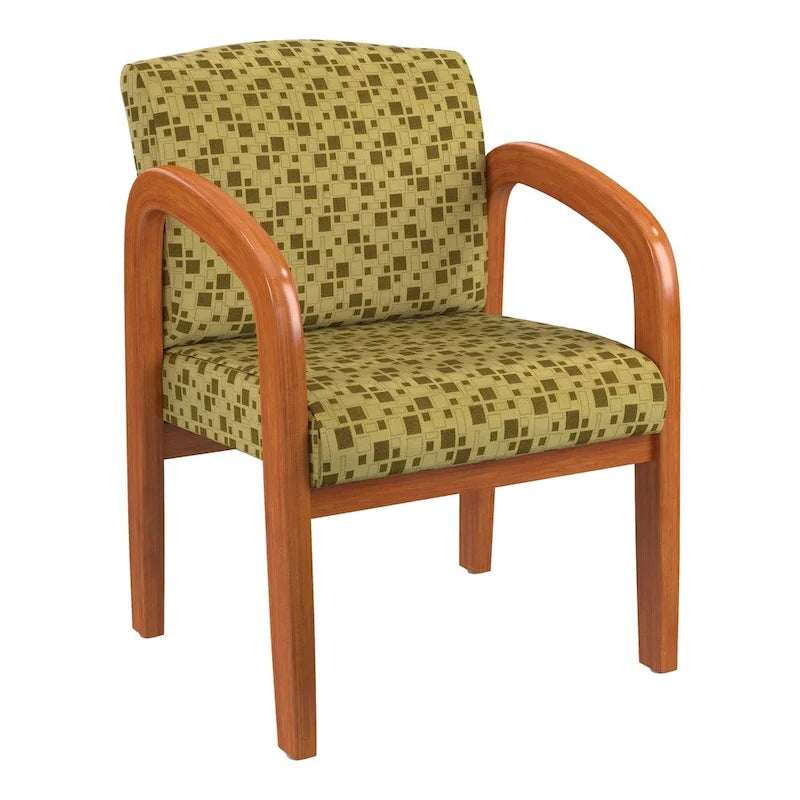 Sedia visitatore imbottita con finitura rovere medio
