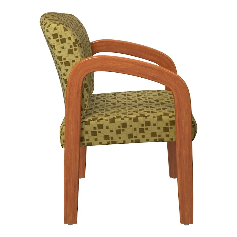 Sedia visitatore imbottita con finitura rovere medio