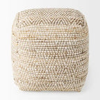 Pouf quadrato da 40 cm – Canapa e cotone, a righe crema e beige