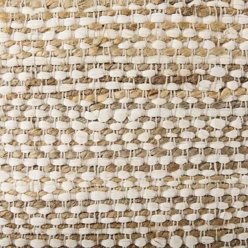 Pouf quadrato da 40 cm – Canapa e cotone, a righe crema e beige