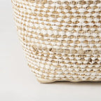 Pouf quadrato da 40 cm – Canapa e cotone, a righe crema e beige