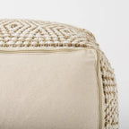 Pouf quadrato da 40 cm – Canapa e cotone, a righe crema e beige