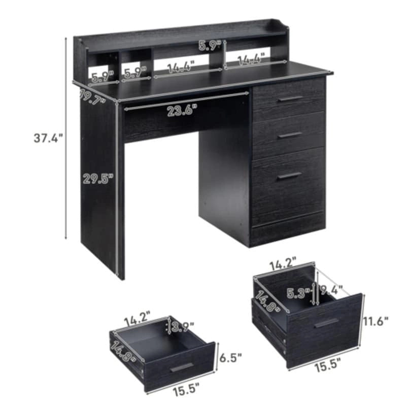 Scrivania per Computer con Cassetto e Ripiano Aperto