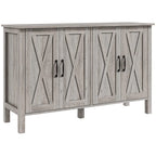 Credenza da masseria/buffet, 120 cm con 4 ante scorrevoli e 2 ripiani regolabili, grigia