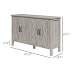 Credenza da masseria/buffet, 120 cm con 4 ante scorrevoli e 2 ripiani regolabili, grigia