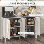 Credenza da masseria/buffet, 120 cm con 4 ante scorrevoli e 2 ripiani regolabili, grigia