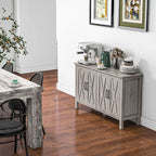 Credenza da masseria/buffet, 120 cm con 4 ante scorrevoli e 2 ripiani regolabili, grigia