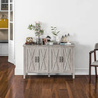 Credenza da masseria/buffet, 120 cm con 4 ante scorrevoli e 2 ripiani regolabili, grigia