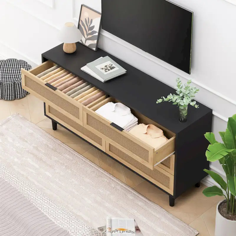 Cassettiera a 6 cassetti in rattan