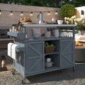 Tavolo da Preparazione per Barbecue da Esterno con Armadietto e Piano in Acciaio Inox