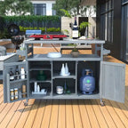 Tavolo da Preparazione per Barbecue da Esterno con Armadietto e Piano in Acciaio Inox