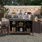 Tavolo da Preparazione per Barbecue da Esterno con Armadietto e Piano in Acciaio Inox