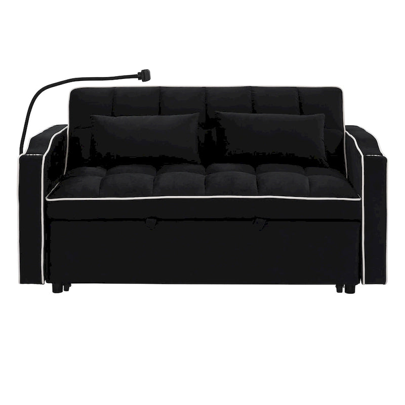 Divano Letto Futon Pieghevole con Porta di Ricarica USB, 141 cm, Velluto