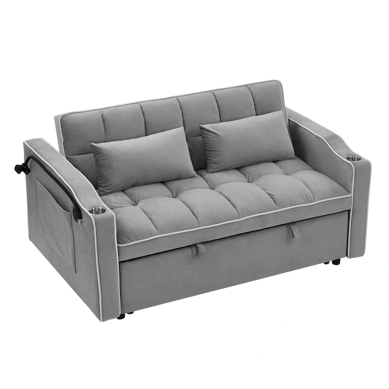 Divano Letto Futon Pieghevole con Porta di Ricarica USB, 141 cm, Velluto