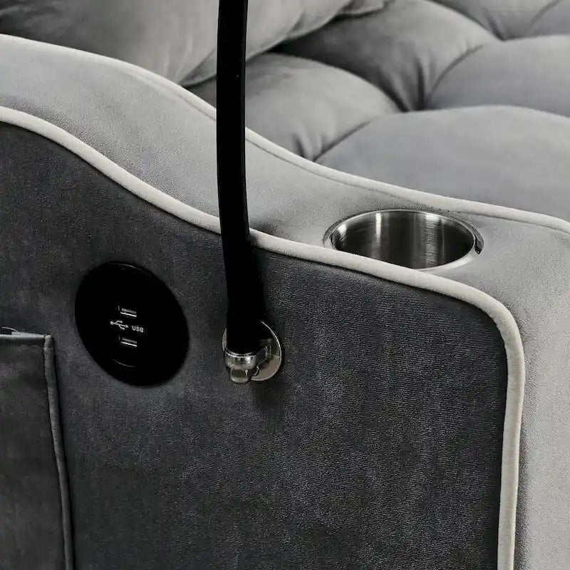 Divano Letto Futon Pieghevole con Porta di Ricarica USB, 141 cm, Velluto