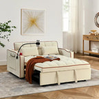 Divano Letto Futon Pieghevole con Porta di Ricarica USB, 141 cm, Velluto