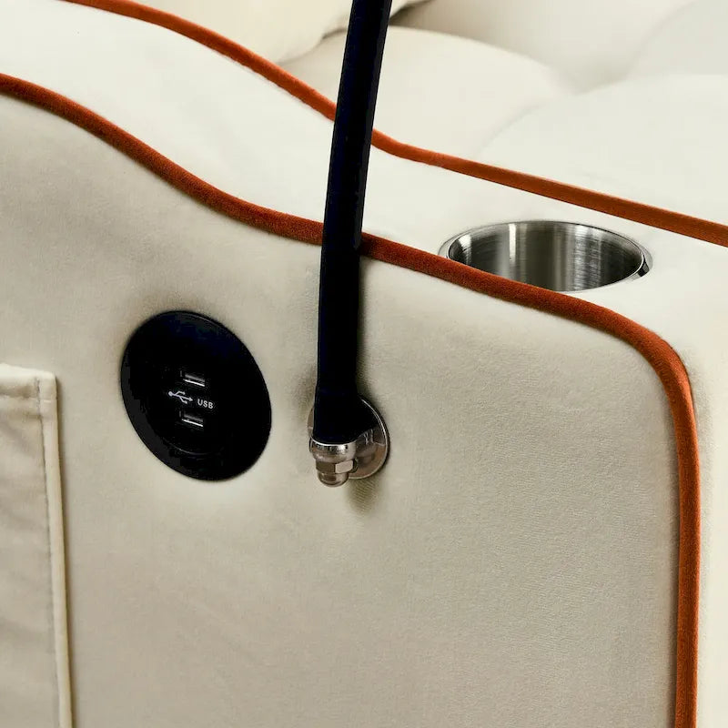 Divano Letto Futon Pieghevole con Porta di Ricarica USB, 141 cm, Velluto