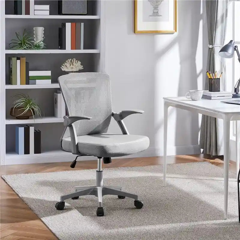 Sedia da ufficio ergonomica in rete con braccioli ribaltabili