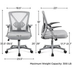 Sedia da ufficio ergonomica in rete con braccioli ribaltabili