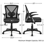 Sedia da ufficio ergonomica in rete con braccioli ribaltabili