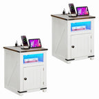 Set di 2 tavolini LED da fattoria con stazione di ricarica e porte USB