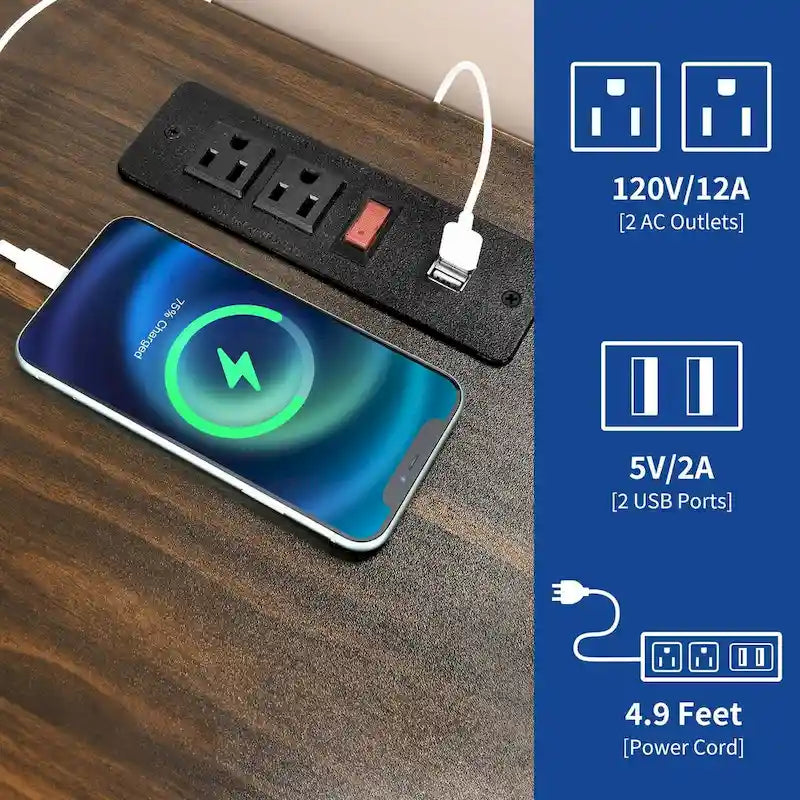 Set di 2 tavolini LED da fattoria con stazione di ricarica e porte USB