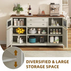 Credenza da cucina a buffet da 150 cm con ante scorrevoli e cassetti contenitore