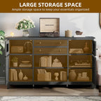 Credenza da cucina a buffet da 150 cm con ante scorrevoli e cassetti contenitore